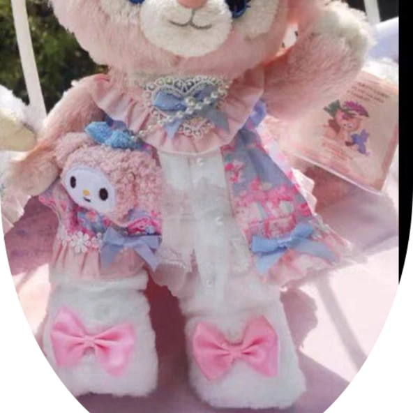 40-50cm Oyuncak Bebek Kıyafeti - Lika Lulu + Melody Çanta + Beyaz Ayakkabı Pembe Kurdele