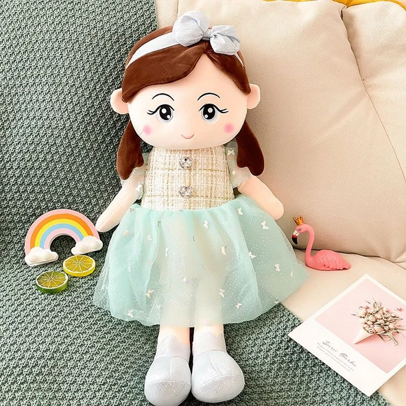 Anna Küçük Parfüm Tarzı Kız Bebek Peluş Oyuncak - Yeşil 45cm