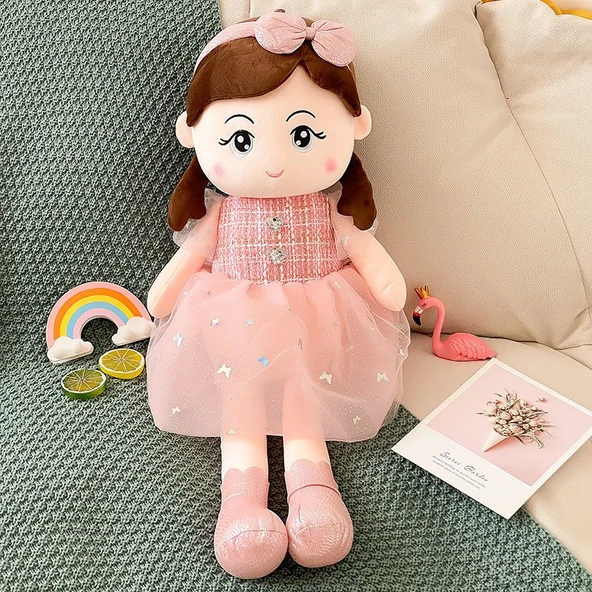 Anna Küçük Parfüm Tarzı Kız Bebek Peluş Oyuncak - Pembe 90cm
