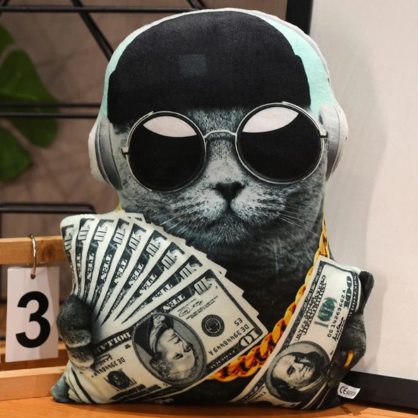 DJ Kedi Peluş Yastık - 40cm