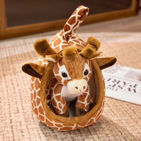 Peluş Hayvan Yuva Oyuncak - Zürafa Yavrusu + Yuva 18cm