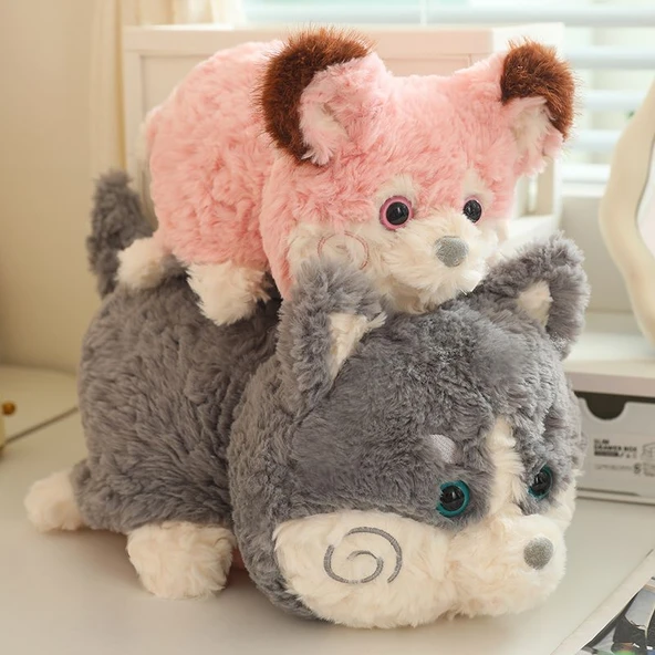 Çift Taraflı Peluş Oyuncak - Pembe - Gri, 30cm