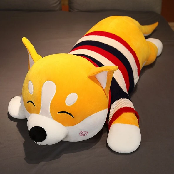 Shiba Inu Peluş Yastık - Çizgili Kazak - 2 Metre