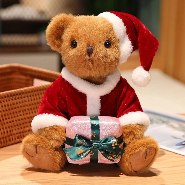 Noel Ayıcık 32cm - Açık Kahve Hediye Kutulu