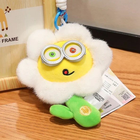 Ayçiçeği Peluş Kolye - Beyaz - 15cm