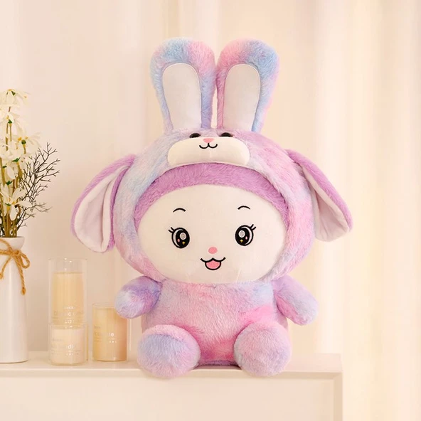Renkli Dönüşen Tavşan Peluş Oyuncak - Resim Rengi - 50cm