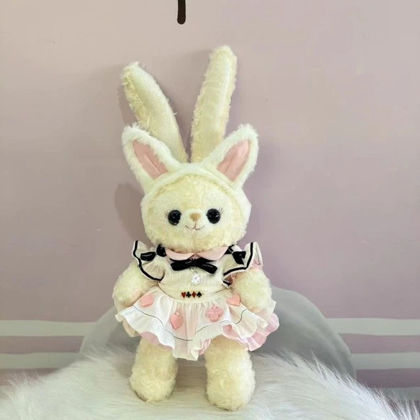 StellaLou Tavşan Bebek Elbisesi - Siyah Beyaz Ekose Ni Zi - 50cm - 5