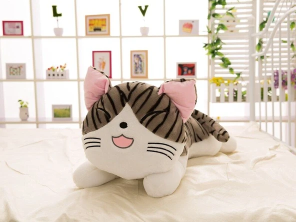 Peynir Kedi Peluş Oyuncak - Kısık Gözlü - 60cm