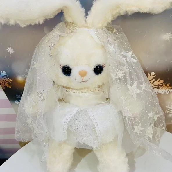 StellaLou Tavşan Bebek Elbisesi - Beyaz Kristal İplik - 50cm