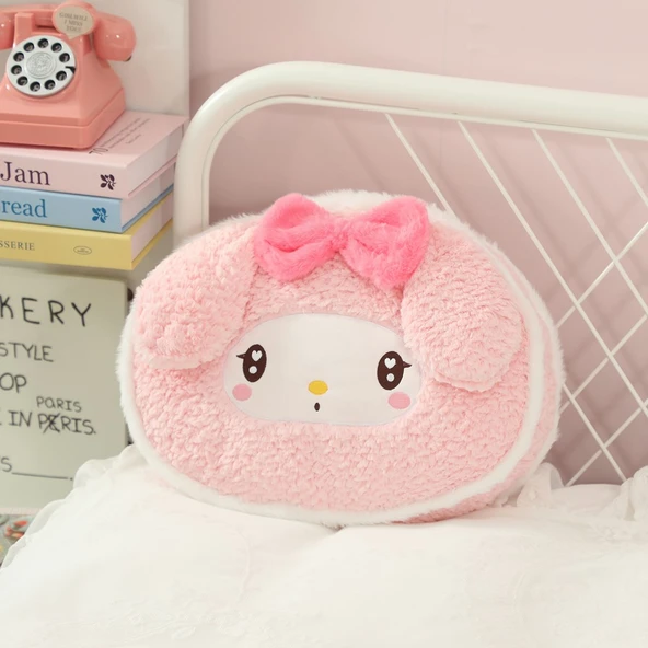 Tavşan Tüyü Fırça Çiçek Yastık - Melody - 40cm