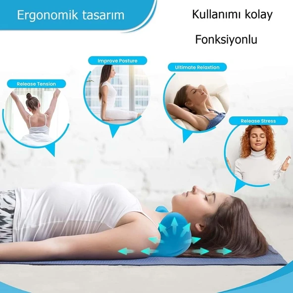 Kayropraktik Boyun Yastığı U Şekilli Masaj Destekli Ağrı Kesici Bellek Köpük Yastık - 2