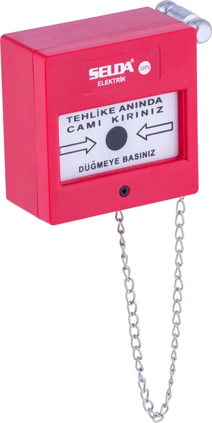 1016-Ç 220V İkaz Butonu Kare (Çekiçli) - 2