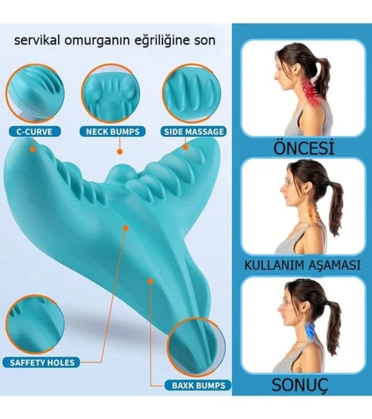 Kayropraktik Boyun Yastığı U Şekilli Masaj Destekli Ağrı Kesici Bellek Köpük Yastık - 4