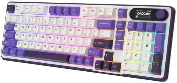 Royal Kludge S98 Beyaz-Mavi RGB Kablosuz US Gaming Klavye - 5