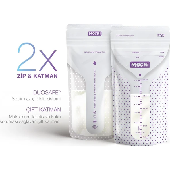 Mochi Anne Sütü Saklama Poşeti 25 Adet 200ml - 3