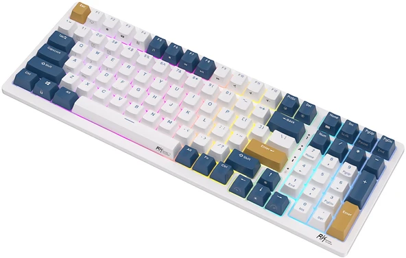 Royal Kludge RK98 Beyaz-Mavi RGB Kablosuz US Gaming Klavye - 2