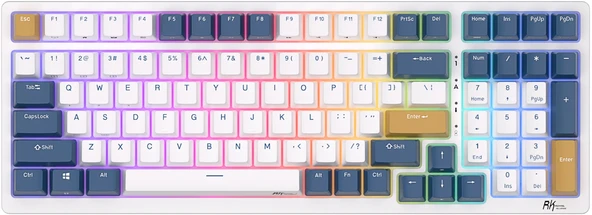 Royal Kludge RK98 Beyaz-Mavi RGB Kablosuz US Gaming Klavye - 5
