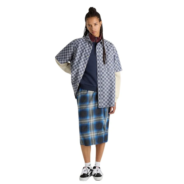 Vans COLORBLOCK HALF ZIP MOCK Kadın Mavi Sweatshirt - 5