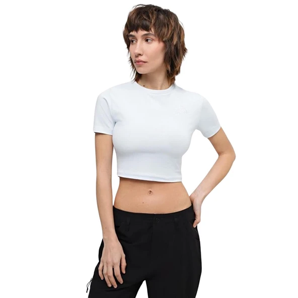 The North Face W S/S Essential Cropped Slim Tee Kadın Mavi T-Shirt - 3