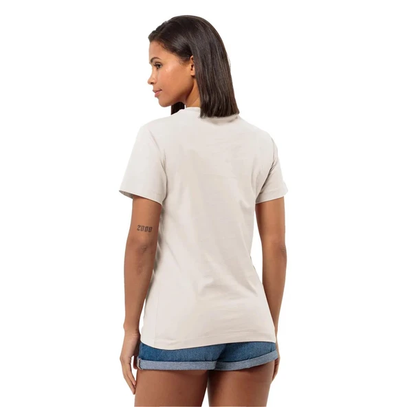 Jack Wolfskin Essential T W Kadın Ekru T-Shirt - 3