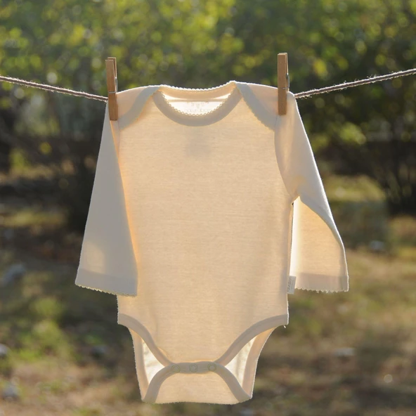 Naturaborn GOTS Organik Sertifikalı Uzun Kollu Kroşetalı Bebek Body - 10
