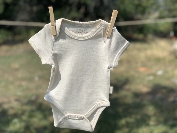 Naturaborn GOTS Organik Sertifikalı Kroşetalı Kısa Kollu Bebek Body - 5