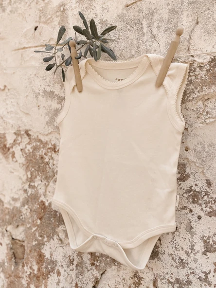 Naturaborn GOTS Organik Sertifikalı Kroşetalı Kolsuz Bebek Body - Resim 11