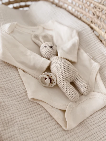 Naturaborn GOTS Organik Sertifikalı Uzun Kollu Kroşetalı Bebek Body - Resim 12