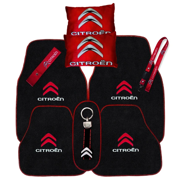 Citroen Nakışlı Oto Halı Paspas Citroen Dijital Baskılı Kırmızı Oto Boyun Yastık & Araç Aksesuar ürün görseli