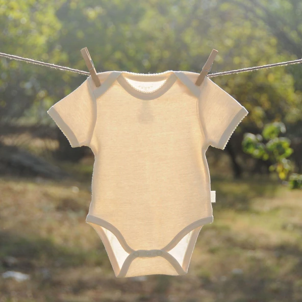 Naturaborn GOTS Organik Sertifikalı Kroşetalı Kısa Kollu Bebek Body - 12