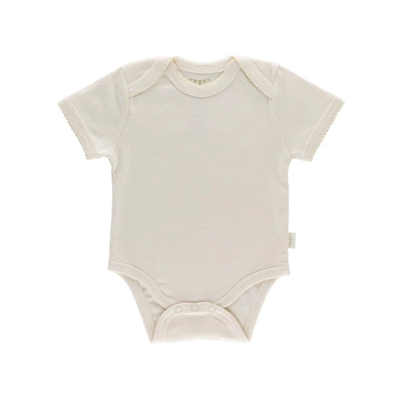 Naturaborn GOTS Organik Sertifikalı Kroşetalı Kısa Kollu Bebek Body - 6