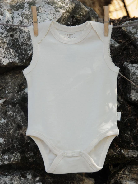 Naturaborn GOTS Organik Sertifikalı Kroşetalı Kolsuz Bebek Body - 5