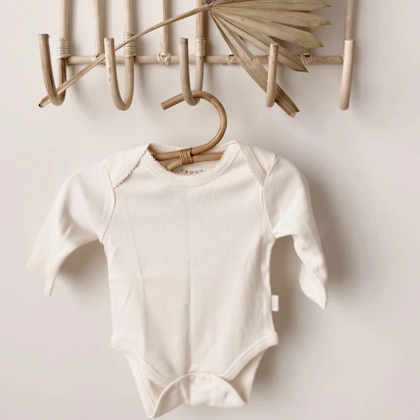 Naturaborn GOTS Organik Sertifikalı Uzun Kollu Kroşetalı Bebek Body - Resim 6