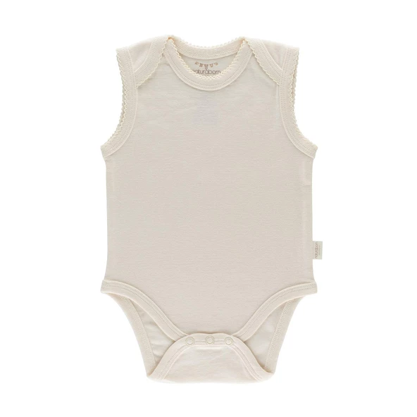 Naturaborn GOTS Organik Sertifikalı Kroşetalı Kolsuz Bebek Body - 3