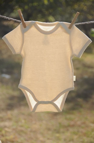 Naturaborn GOTS Organik Sertifikalı Kroşetalı Kısa Kollu Bebek Body - 2