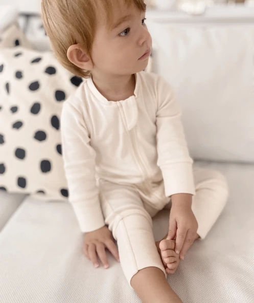 Naturaborn GOTS Organik Sertifikalı Uzun Kollu Fermuarlı Bebek Tulumu - 7