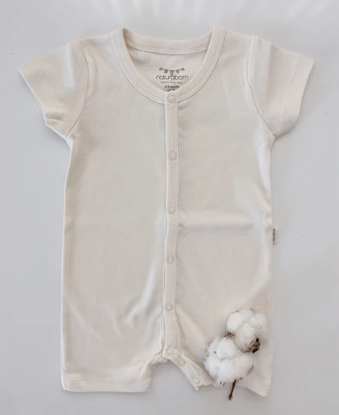 Naturaborn GOTS Organik Sertifikalı Yarım Kollu Şort Paçalı Bebek Tulum - 9