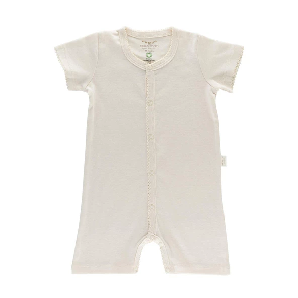 Naturaborn GOTS Organik Sertifikalı Kroşetalı Yarım Kollu Şort Paçalı Bebek Tulum - 4