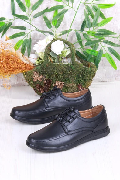 Mehmet Mete 42225 Comfort Rahat Esnek Lastik Bağçıklı Hakiki Deri Erkek Ayakkabı - Resim 3