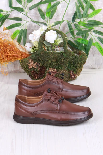 Mehmet Mete 42225 Comfort Rahat Esnek Lastik Bağçıklı Hakiki Deri Erkek Ayakkabı - Resim 7