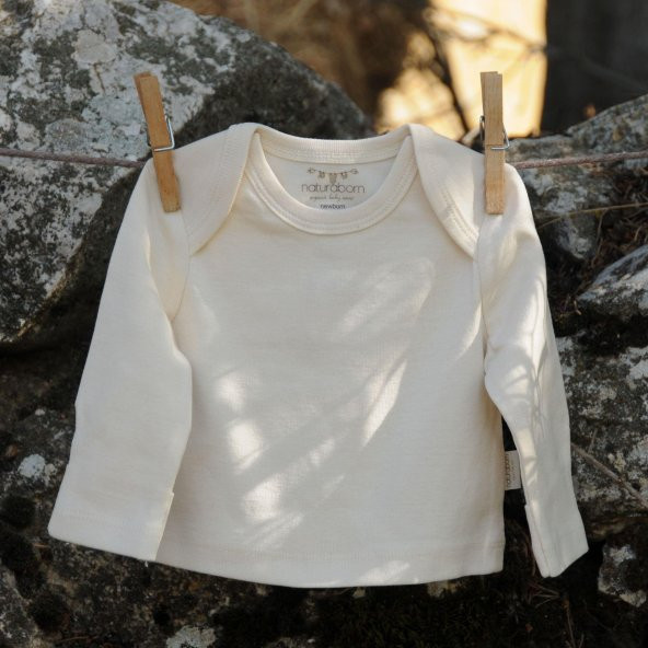 Naturaborn GOTS Organik Sertifikalı Yenidoğan Zarf Yakalı Uzun Kollu T-Shirt - 8