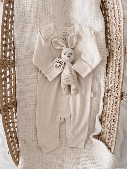 Naturaborn GOTS Organik Sertifikalı Patiksiz Uzun Kollu Manşetli Tulum - Resim 8