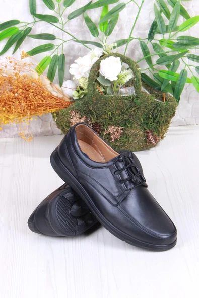 Mehmet Mete 42225 Comfort Rahat Esnek Lastik Bağçıklı Hakiki Deri Erkek Ayakkabı - Resim 4