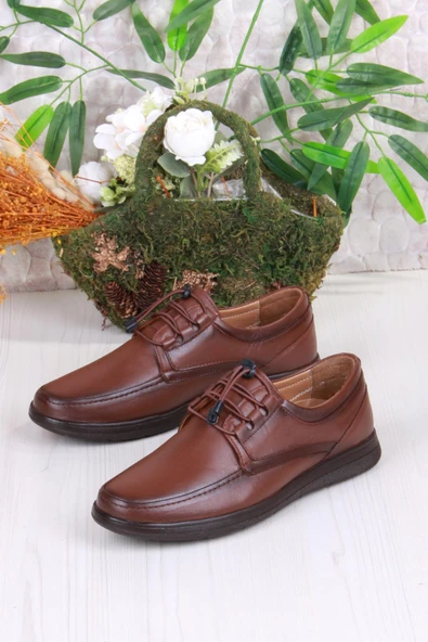 Mehmet Mete 42225 Comfort Rahat Esnek Lastik Bağçıklı Hakiki Deri Erkek Ayakkabı - Resim 8