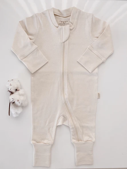Naturaborn GOTS Organik Sertifikalı Uzun Kollu Fermuarlı Bebek Tulumu - Resim 10