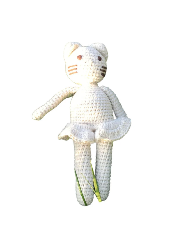 Naturaborn Natural amigurumi el örgüsü oyuncak etekli kedicik - 4