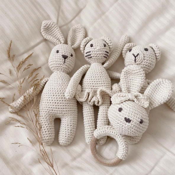 Naturaborn Natural amigurumi el örgüsü oyuncak tavşan - 6