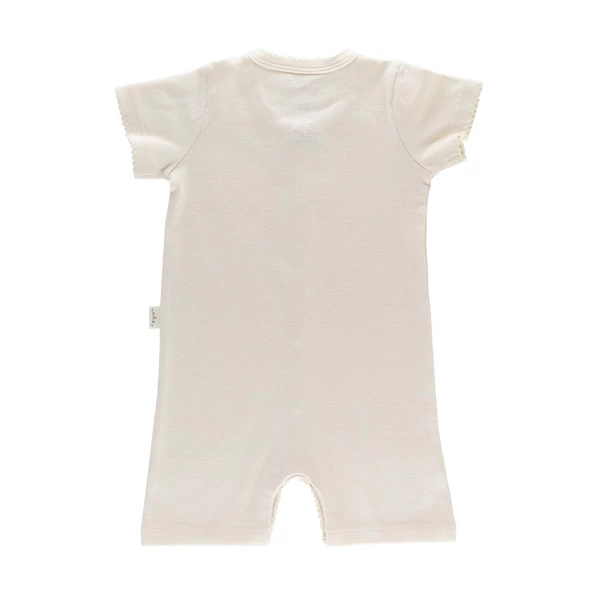 Naturaborn GOTS Organik Sertifikalı Kroşetalı Yarım Kollu Şort Paçalı Bebek Tulum - 5
