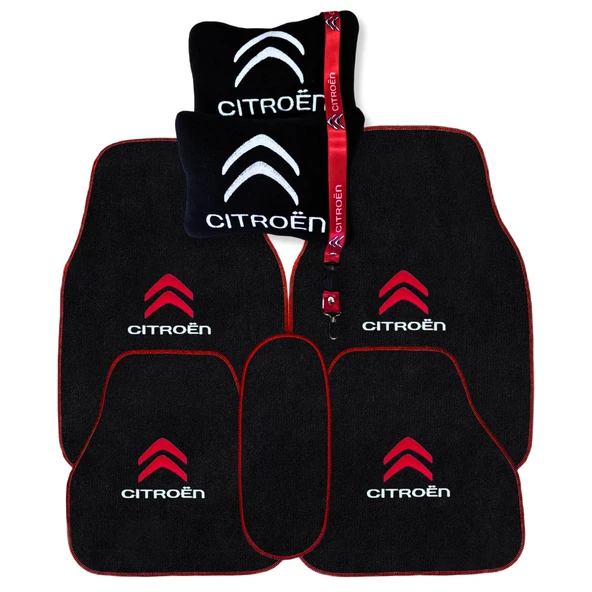 Citroen Nakış İşlemeli Oto Halı Paspas Citroen Araç Seyahat Oto Boyun Yastığı & Oto Ayna Askısı - 1