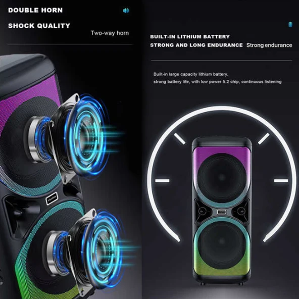 Blueseed BS-114 Taşınabilir RGB Led Bluetooth Hoparlör - 3